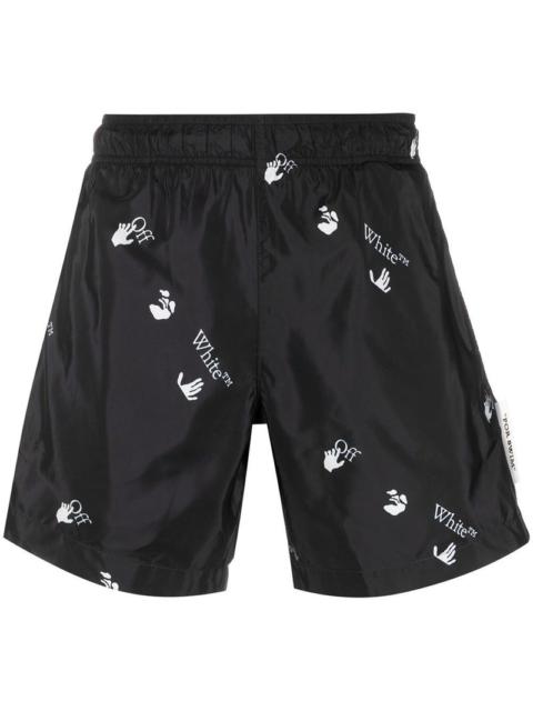 Off-White OFF-WHITE All Over Logo Swim Shorts Black