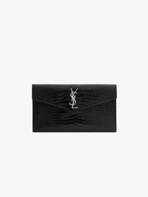 UPTOWN POUCH IN CROCODILE-EMBOSSED SHINY LEATHER