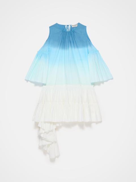 JW Anderson WOMENS DIP DYE RUFFLE DRESS IN WHITE & BLUE