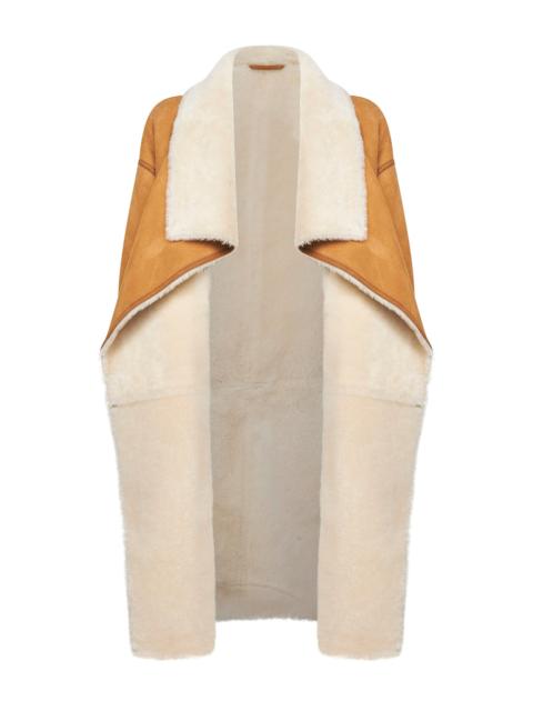 Camel suede and shearling coat