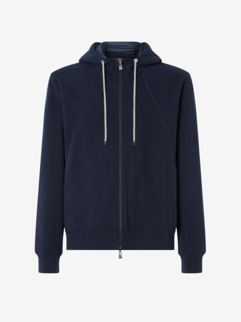 CORNELIANI Navy blue twisted cotton hoodie