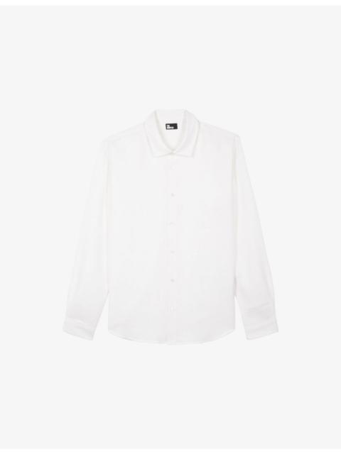 The Kooples Logo-Embroidered Slim-Fit Linen Shirt