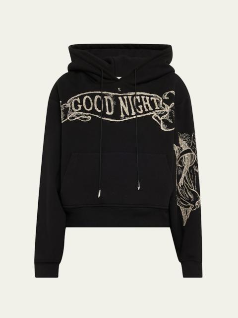 Wiederhoeft Good Night Embroidered Cropped Hoodie