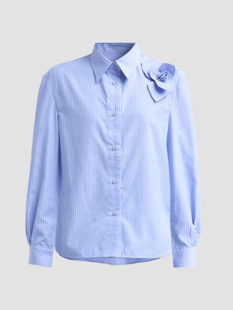 AKNVAS Women's Flor Pinstriped Cotton Shirt - Blue And White