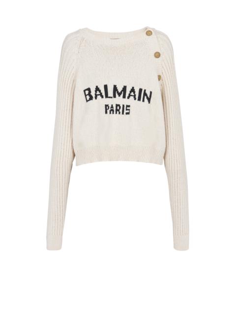 Balmain Buttoned jacquard jumper with Balmain logo