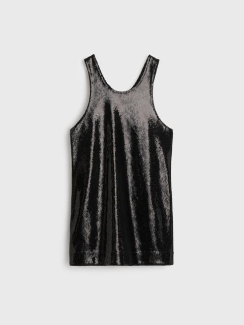 Curved sequin tank black