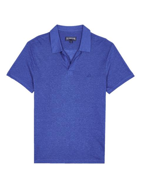 Men Linen Jersey Polo Shirt Solid