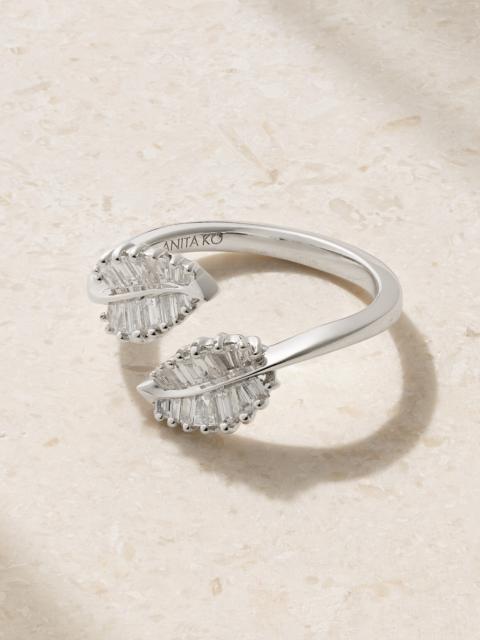 ANITA KO Small Palm Leaf 18-karat White Gold Diamond Ring