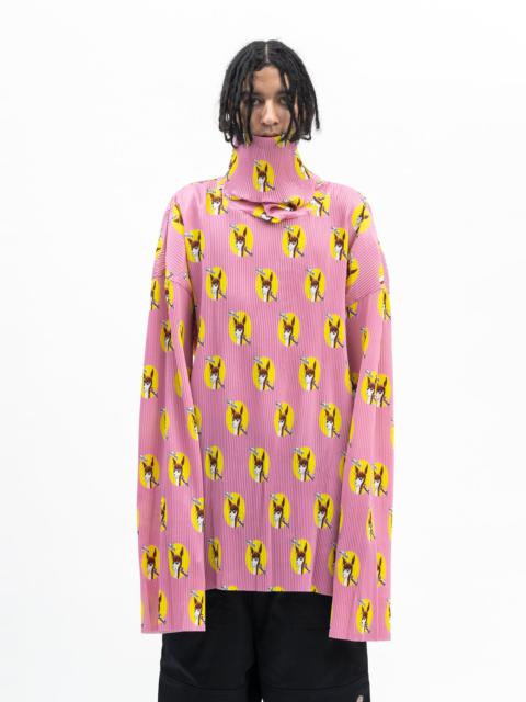 KIDILL PINK WHO KILLED BAMBI HI-NECK PLEATED PULLOVER COLLABORATION WITH JAMIE REID.