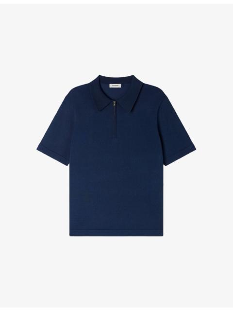 Sandro Zipped stretch-woven polo shirt