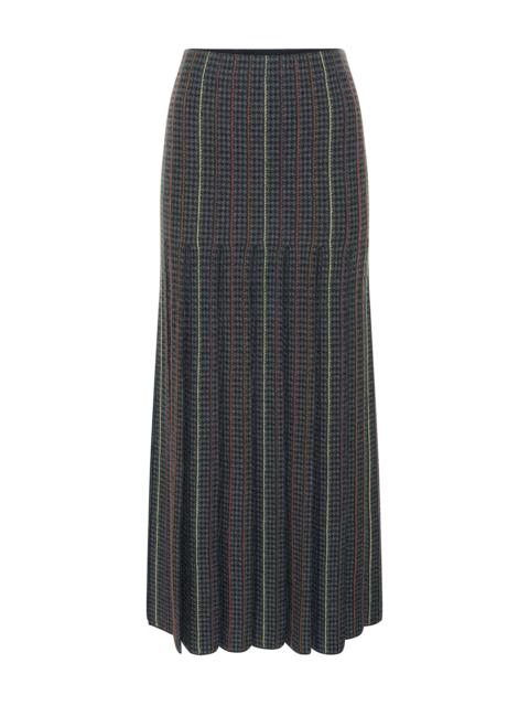GABRIELA HEARST Prism Knit Skirt in Charcoal Multi Cashmere Silk Houndstooth