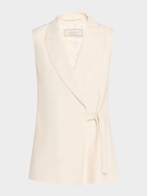 PESERICO Single-Button Grid Textured Vest