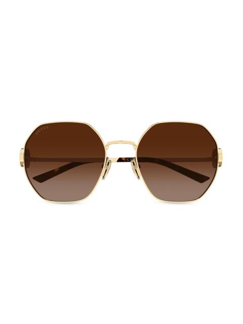GUCCI Women's Stuck GG 58MM Geometrical Sunglasses - Gold Brown