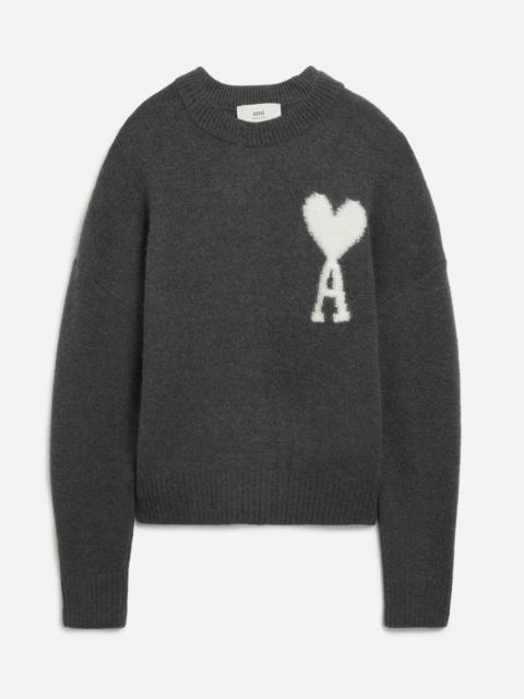 AMI Paris Off-White Dark Grey Ami de Coeur Hairy Alpaca Jumper