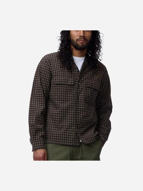 3sixteen Open Collar Shirt ~ Black Brown Micro Plaid