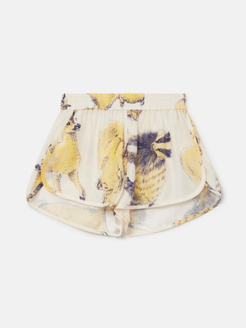 Stella McCartney Rewild Fauna Print Silk Shorts