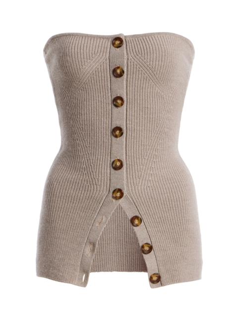 ULLA JOHNSON Yanni Knitted Wool Top light grey