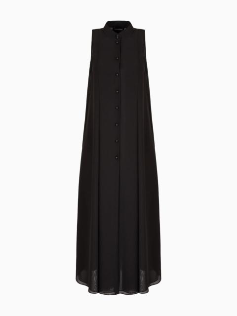 EMPORIO ARMANI Long dress in georgette with guru collar and flared lines