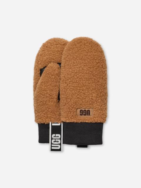 UGG ® Women's ®fluff Mitten With Logo Tape Fleece in Chestnut