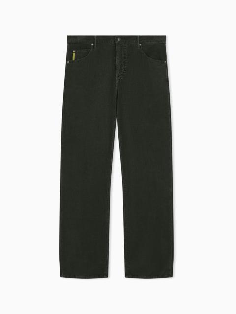 EMPORIO ARMANI REGULAR FIT FIVE-POCKET TROUSERS IN COTTON CORDUROY