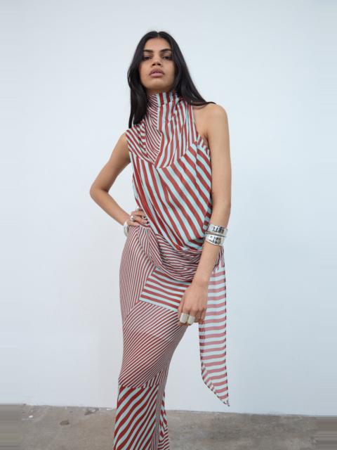 De La Vali MENORCA TOP IN MAROON & TURQUOISE VISCOSE GEORGETTE