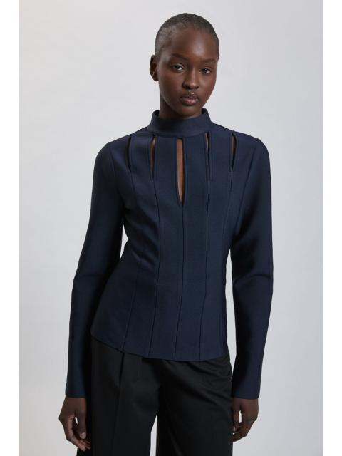 KAREN MILLEN Bandage Figure Form Cut Out Knitted Long Sleeved Top