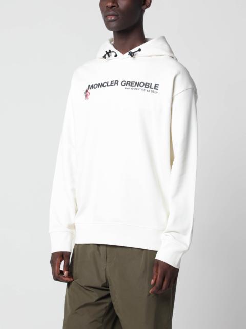Moncler Grenoble White cotton hooded sweatshirt with coordinates