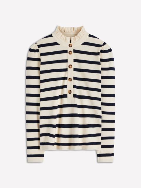 BODEN Ruffle Collar Mariner-Ivory and Navy Stripe