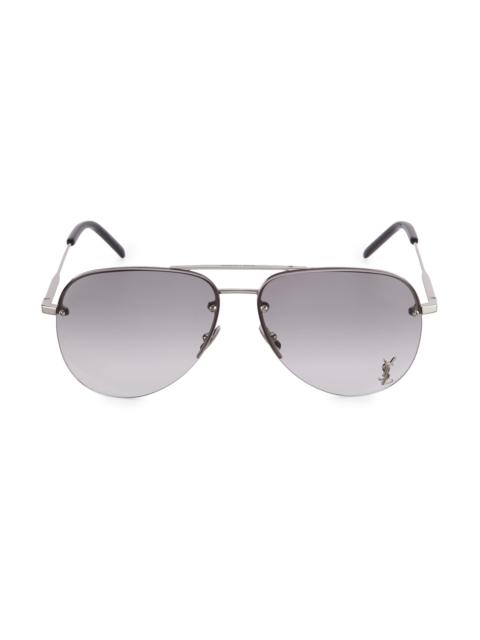 SAINT LAURENT Women's Monogram 59MM Aviator Sunglasses - Silver