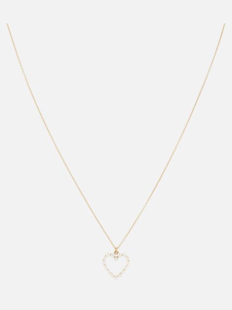 SOPHIE BILLE BRAHE Pearl Heart 14kt gold pendant necklace with pearls