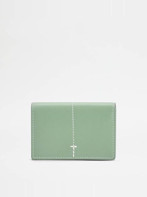 Tod's BUSINESS CARD HOLDER IN LEATHER - GREEN