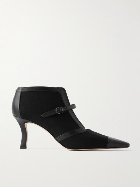 Manolo Blahnik Bermion 70 Leather-trimmed Wool Pumps