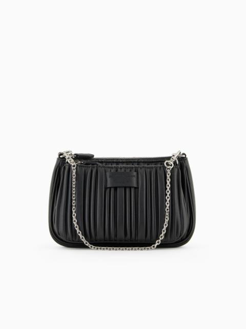 EMPORIO ARMANI ASV double mini shoulder bag in pleated, recycled faux nappa leather