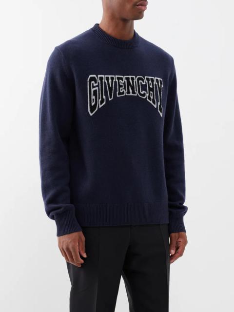 Logo-embroidered wool-blend sweater