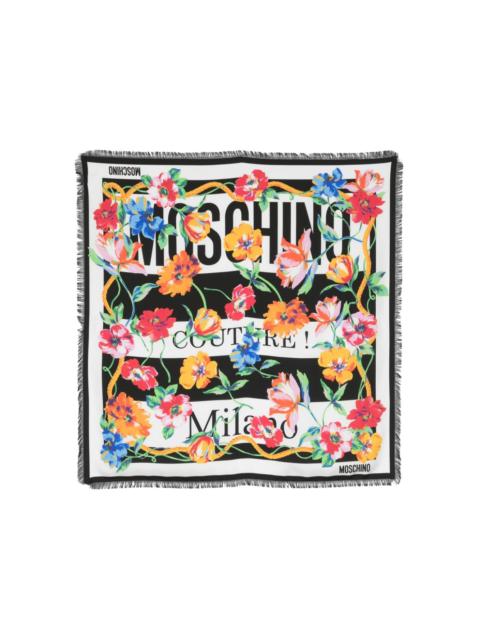 Moschino floral logo-print silk scarf