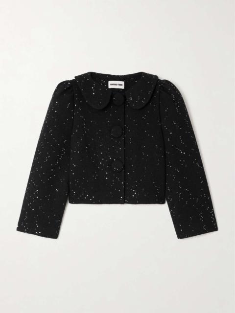 SHUSHU/TONG Cropped sequined wool-blend tweed jacket