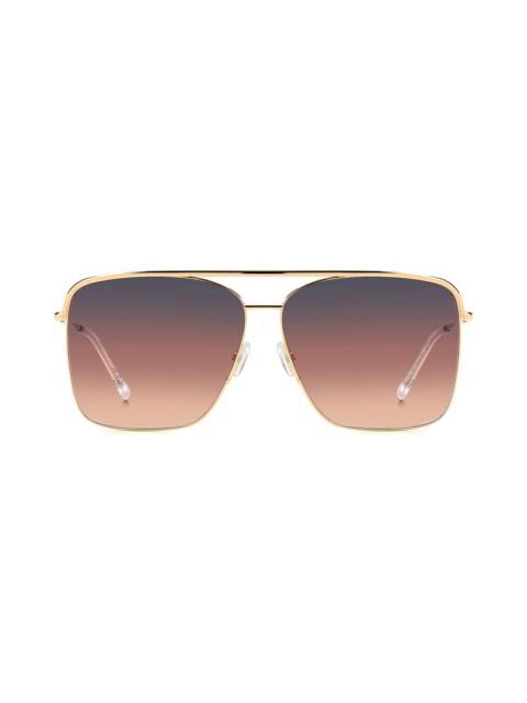 Isabel Marant Wild Metal 62mm Gradient Oversize Rectangular Sunglasses in Rose Gold/Grey Pink