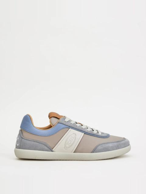 Tod's TOD'S TABS SNEAKERS IN SUEDE AND TECHNICAL FABRIC - LIGHT BLUE, GREY, WHITE