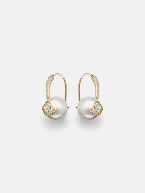 SYDNEY EVAN 14kt gold (585/1000) earrings with pearls and diamonds