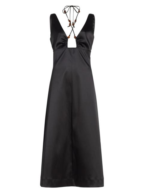GANNI Women's Satin Halter Dress - Black