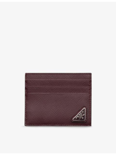 Prada Triangle-plaque leather card holder