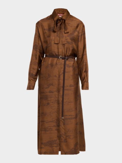 WEEKEND Max Mara Belted Etoile-Print Silk Midi Shirtdress