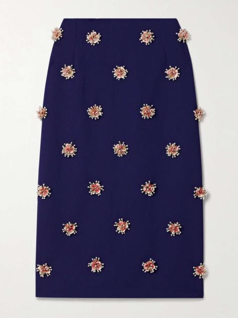 Dries Van Noten Appliquéd crepe midi skirt