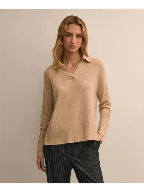 Brooks Brothers Wool Cashmere Cable Johnny Collar Sweater