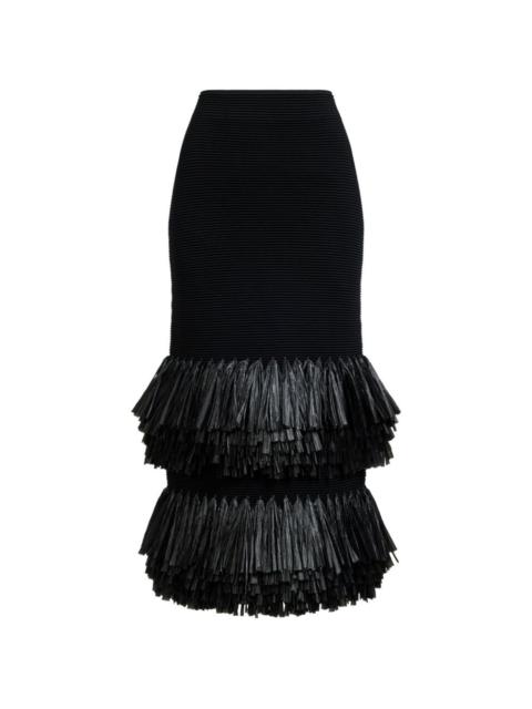 Aje. Agave fringed midi skirt