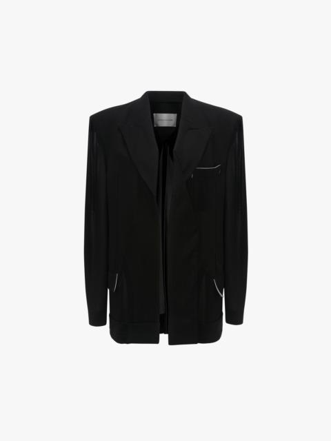 Victoria Beckham Fold Detail Tailored Jacket In Black