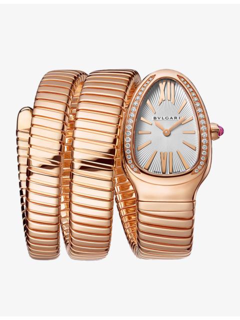 BVLGARI SPP35C6GDG.2T Serpenti Tubogas 18ct rose-gold and 0.29ct  brilliant-cut diamond quartz watch