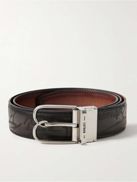 Berluti B Volute Scritto 3.5cm Reversible Venezia Leather Belt