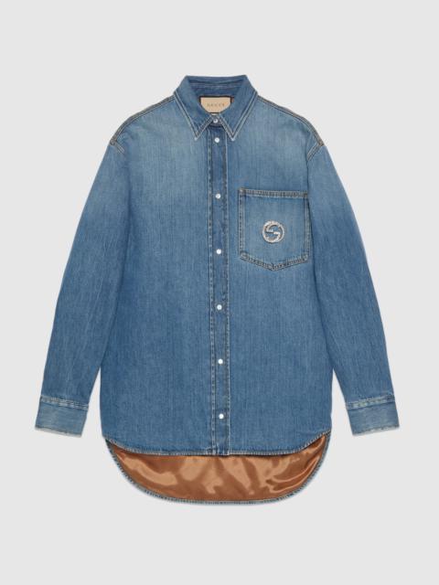 Washed organic denim shirt