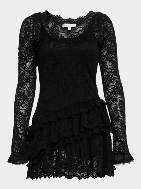 LoveShackFancy Rhea Lace Long-Sleeve Mini Dress